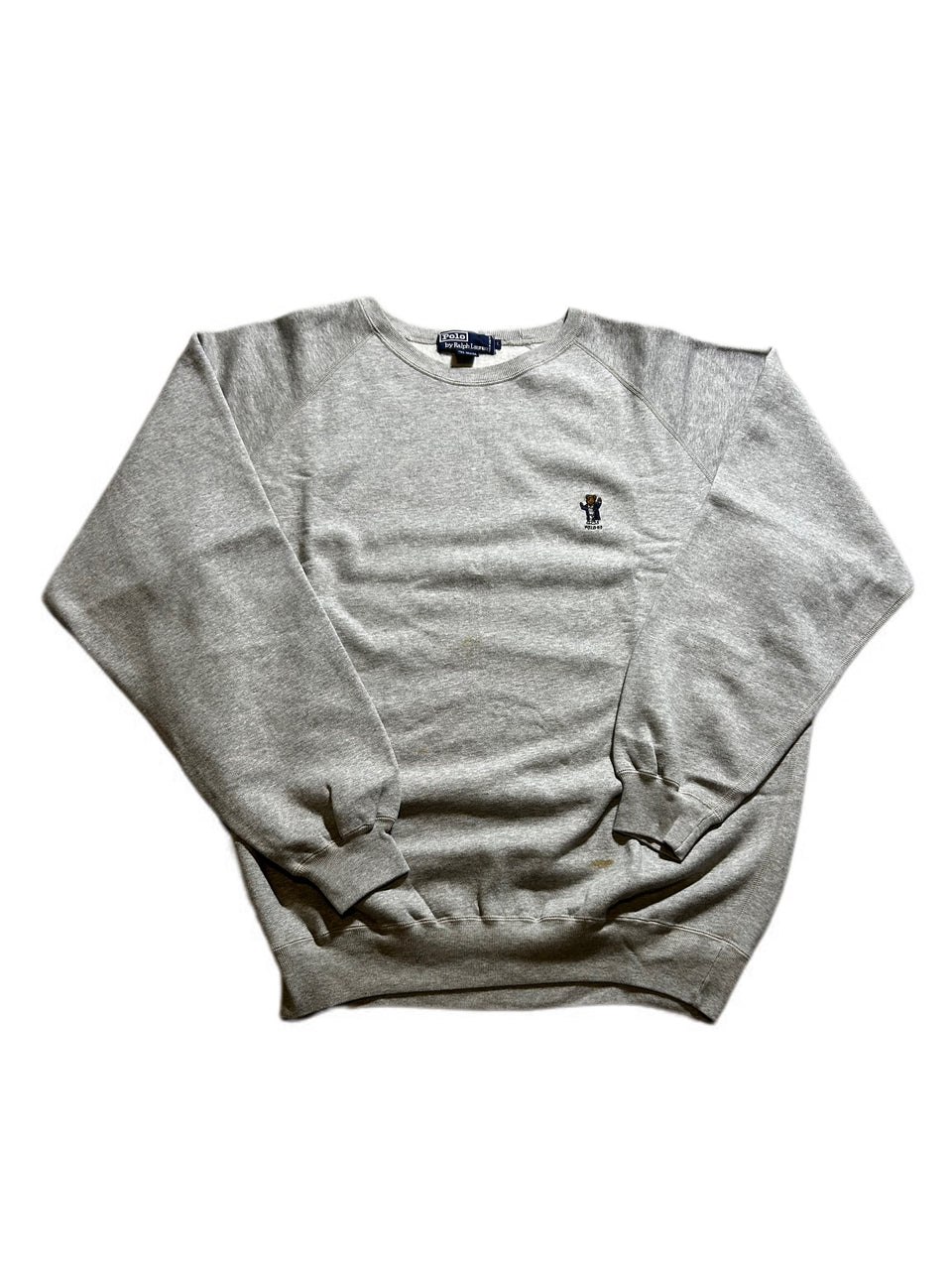 POLO RALPH LAUREN GREY POLO BEAR CREWNECK SWEATSHIRT