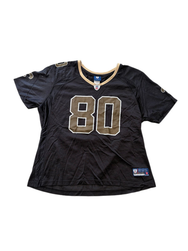 NIKE ON FIELD NFL WOMENS NEW ORLEANS SAINTS JIMMY GRAHAM #80 BLACK JERSEY