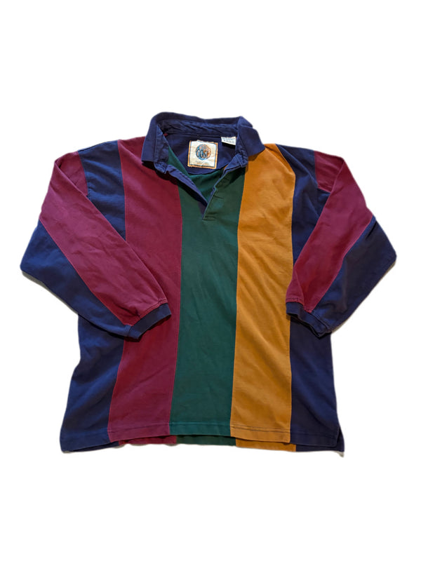 VINTAGE COSI FOLLOW THE LEADER COMPANY LONG SLEEVE COLOR BLOCK RUGBY SHIRT