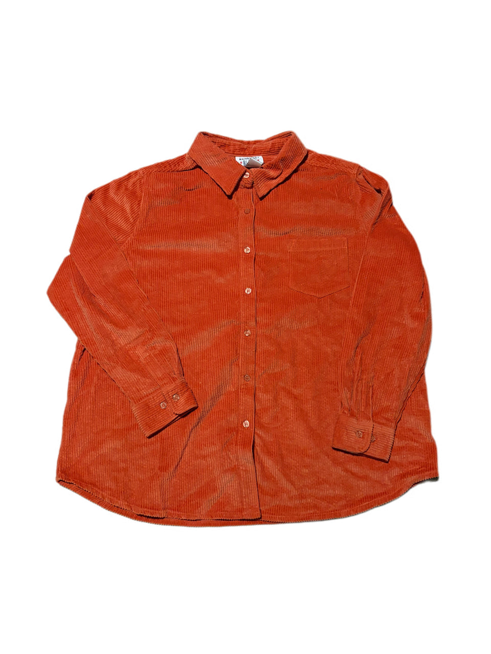 ORANGE MAINSTREET BLUES CORDUROY BUTTON UP LONG SLEEVE SHIRT
