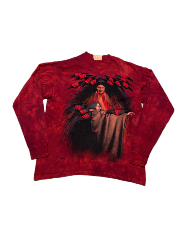 VINTAGE TYE DYE THE MOUNTAIN NATIVE AMERICAN LONG SLEEVE SHIRT