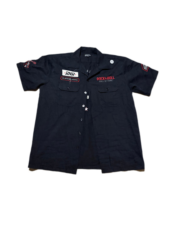 ROCK AND ROLL HALL OF FAME BUTTON UP LONG LIVE MUSIC GUITAR SHIRT