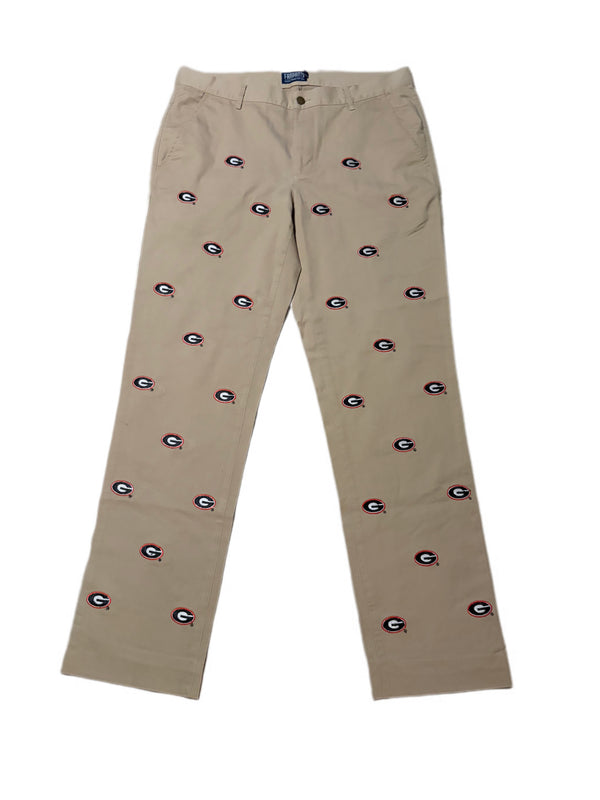 FANPANTS UNIVERSITY OF GEORGIA EMBOIDERED LOGO KHAKIS