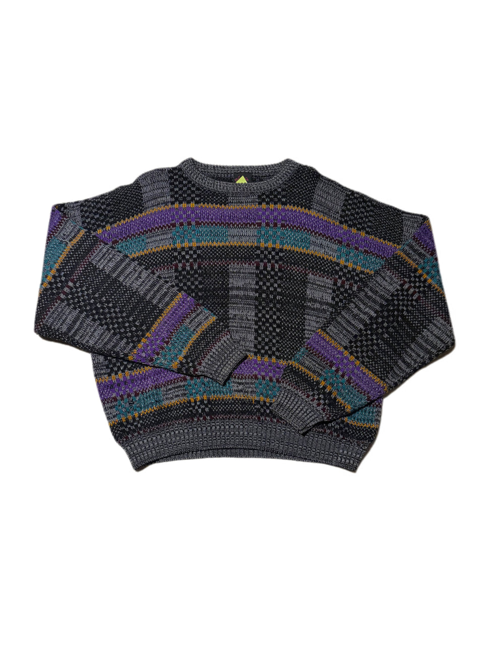 VINTAGE 80'S 100% ACRYLIC OUT OF BOUNDS GEOMETRIC KNIT PATTERN SWEATER