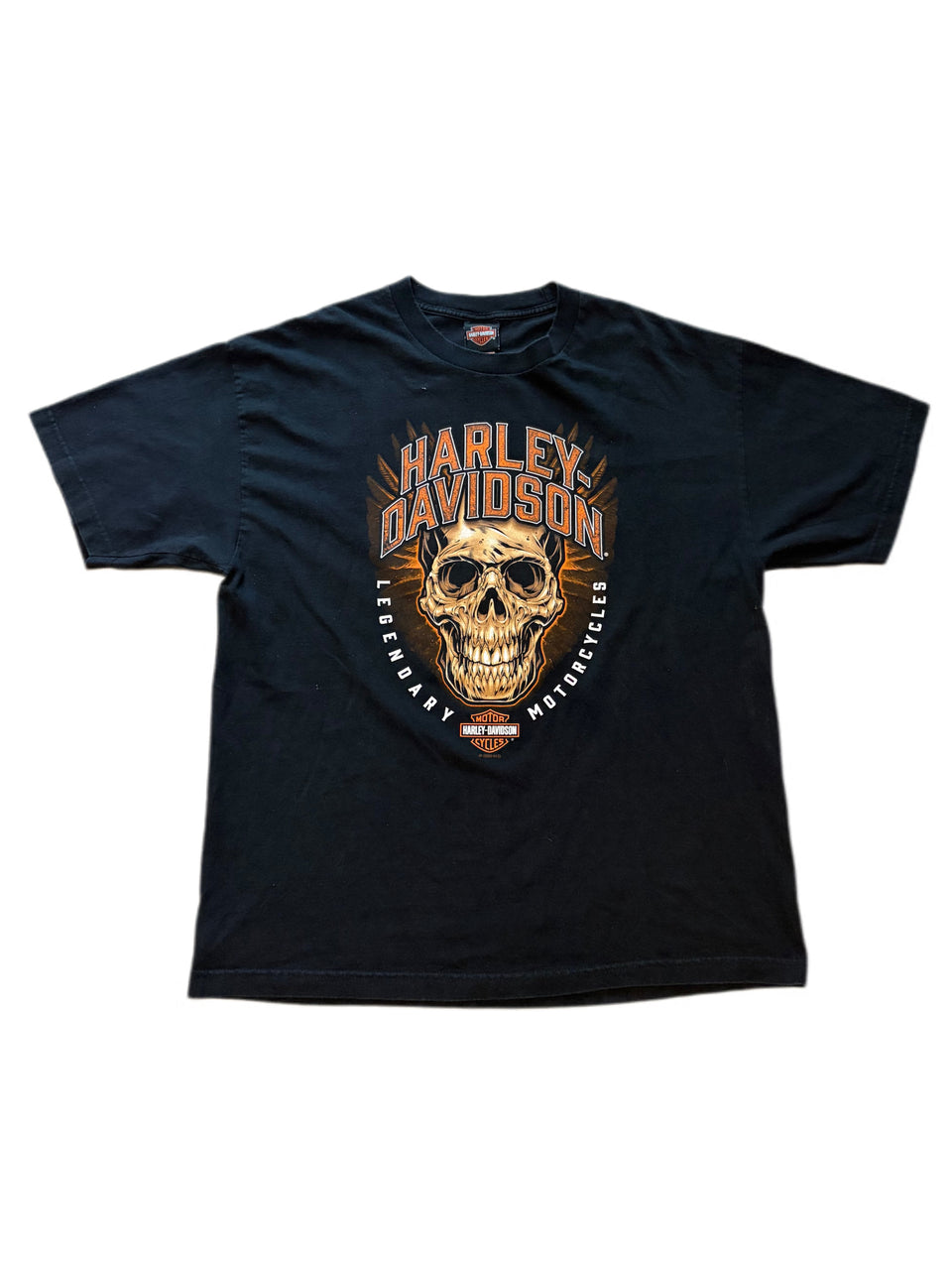 RETRO HARLEY DAVIDSON WILLIE G SKULL WARHORSE DESIGN OCALA FLORIDA GRAPHIC TEE