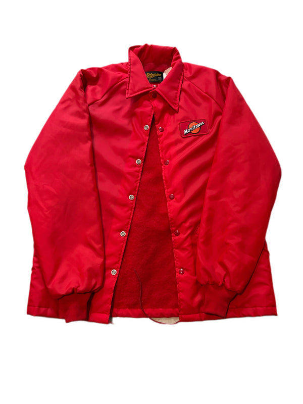 VINTAGE SWINGSTER MANITOWOC EMBROIDERED PATCH FLEECE LINED WINDBREAKER JACKET