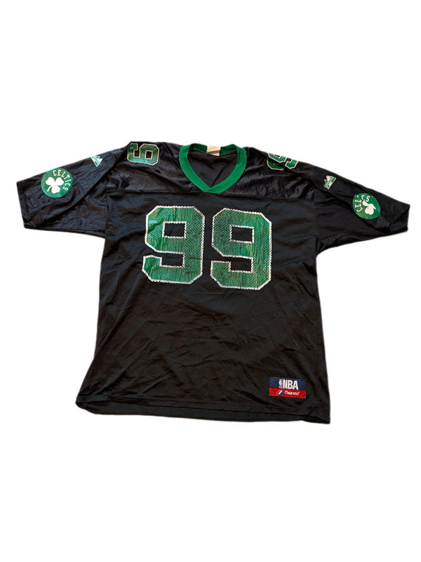 VINTAGE BOSTON CELTICS NBA MAJESTIC FOOTBALL STYLE #99 JERSEY
