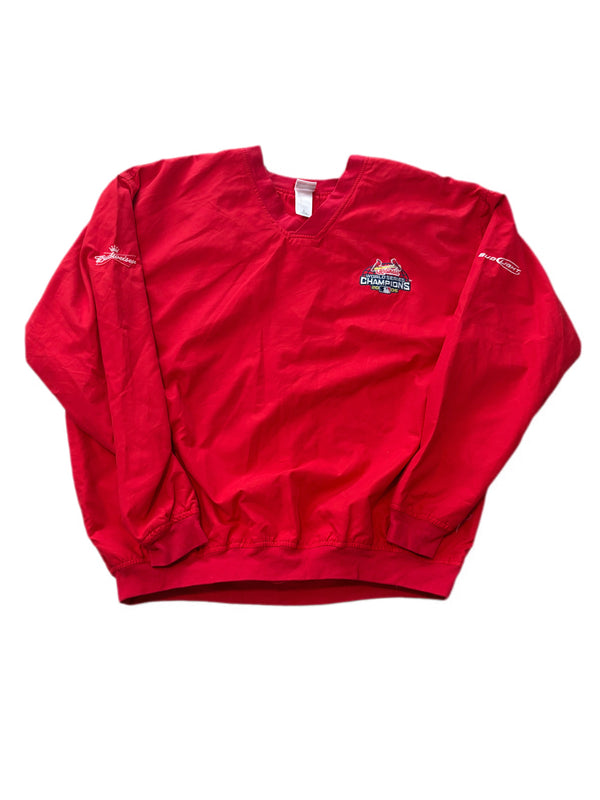 RETRO ST. LOUIS CARDINALS 2006 WORLD SERIES CHAMPIONS RED EMBROIDERED PATCH WINDBREAKER PULLOVER