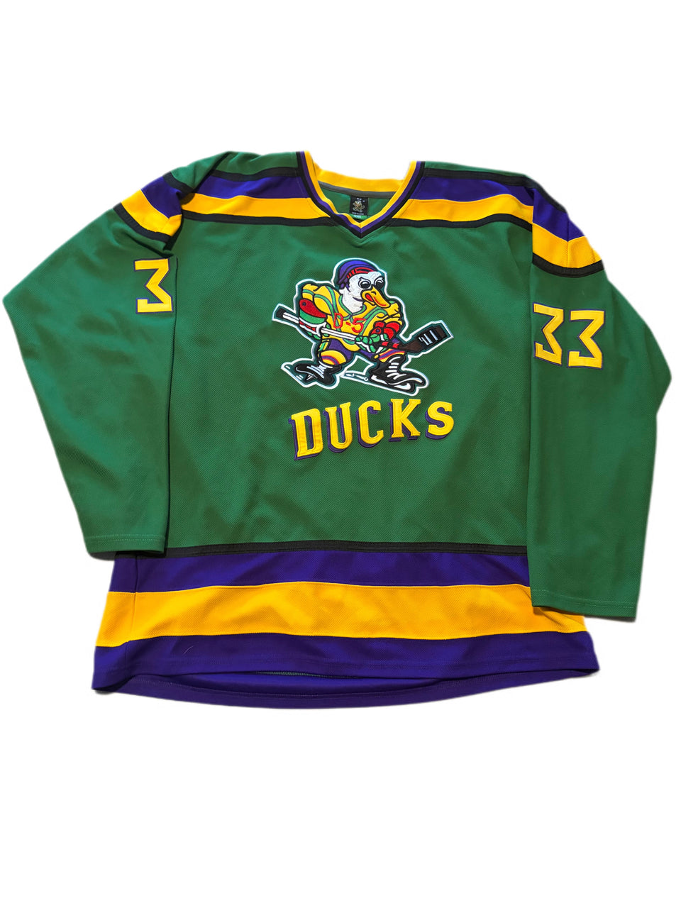MIGHTY DUCKS MOVIE ICE HOCKEY GREG GOLDBERG #33 GREEN JERSEY