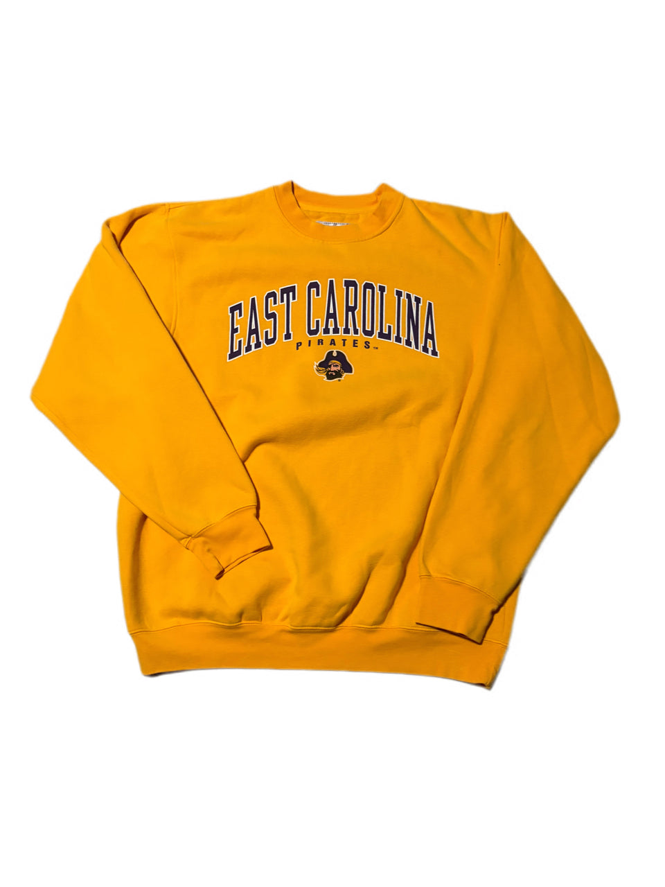 VINTAGE SOFFE CLASSIC EAST CAROLINA PIRATES YELLOW PULLOVER