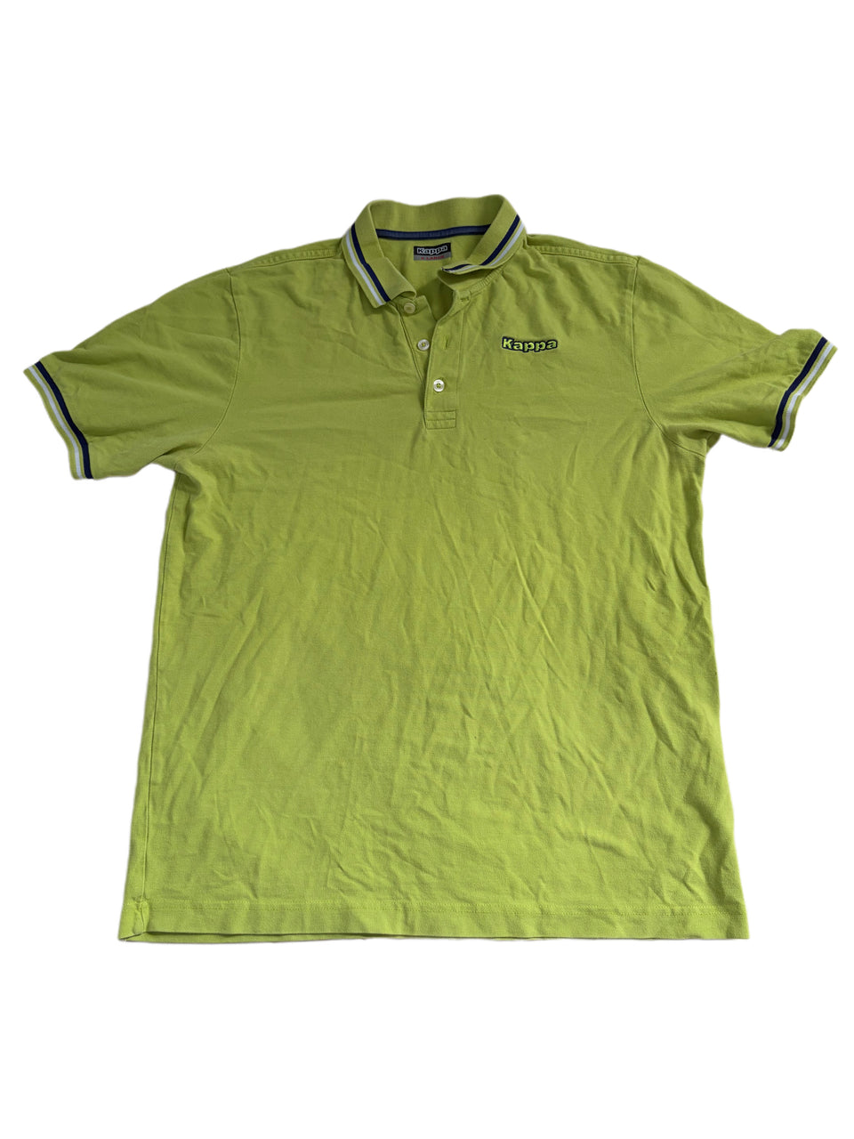 KAPPA LIME GREEN STRIPED TRIM SLEEVES POLO