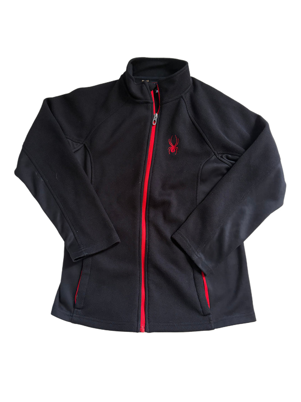 YOUTH SPYDER CONSTANT FULL ZIP RED ACCENTS JACKET