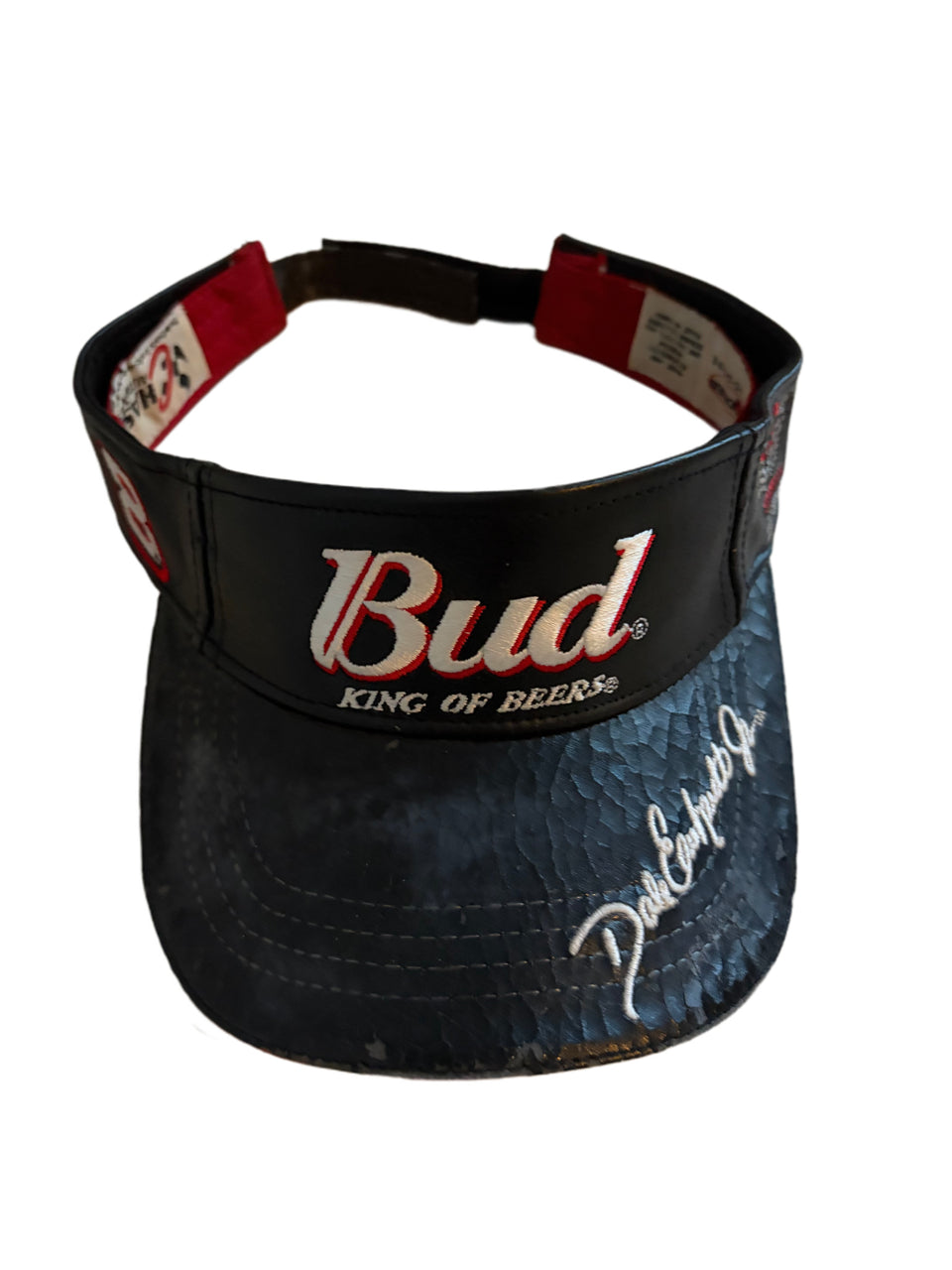 BUD KING OF BEERS DALE EARNHARDT JR BLACK LEATHER VISOR NASCAR 8