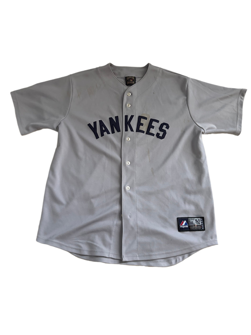 MAJESTIC NEW YORK YANKEES COOPERSTOWN COLLECTION COOL BASE ROAD GRAY JERSEY