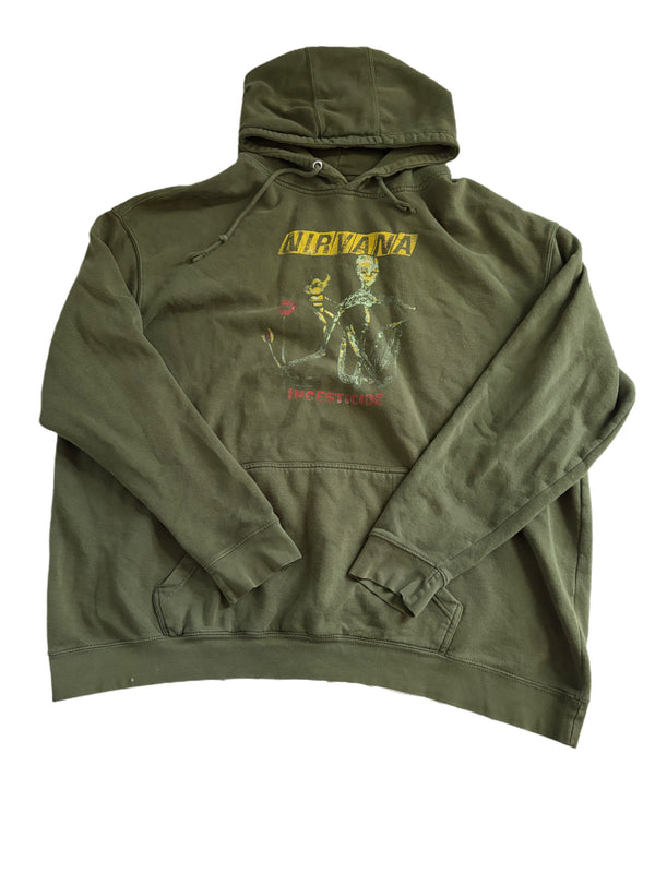 NIRVANA OLIVE GREEN ALBUM GRAPHIC HOODIE