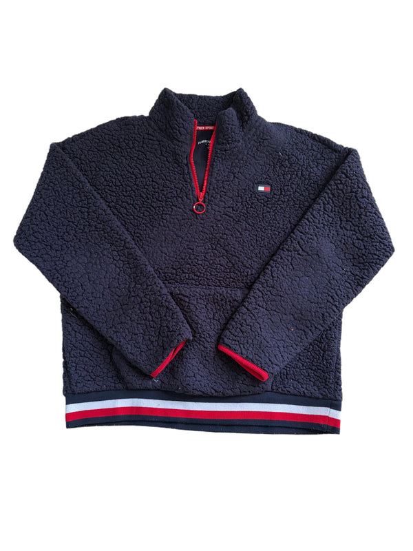TOMMY HILFIGER SPORT NAVY BLUE QUARTER ZIP SHERPA