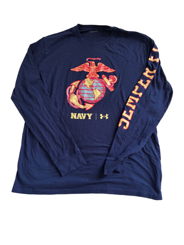 NAVY UNDER ARMOUR USMC EAGLE SEMPER FI LONG SLEEVE SHIRT