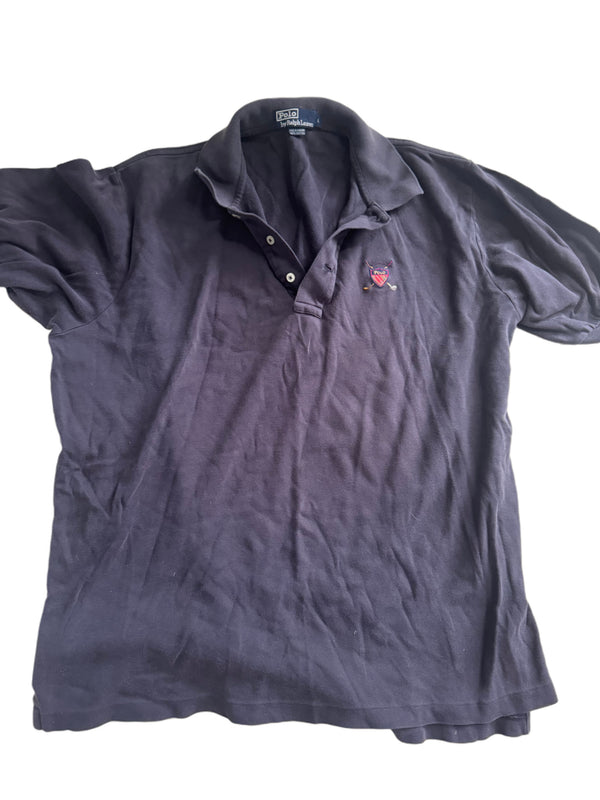 VINTAGE POLO RALPH LAUREN NAVY BLUE GOLF SHIELD LOGO POLO