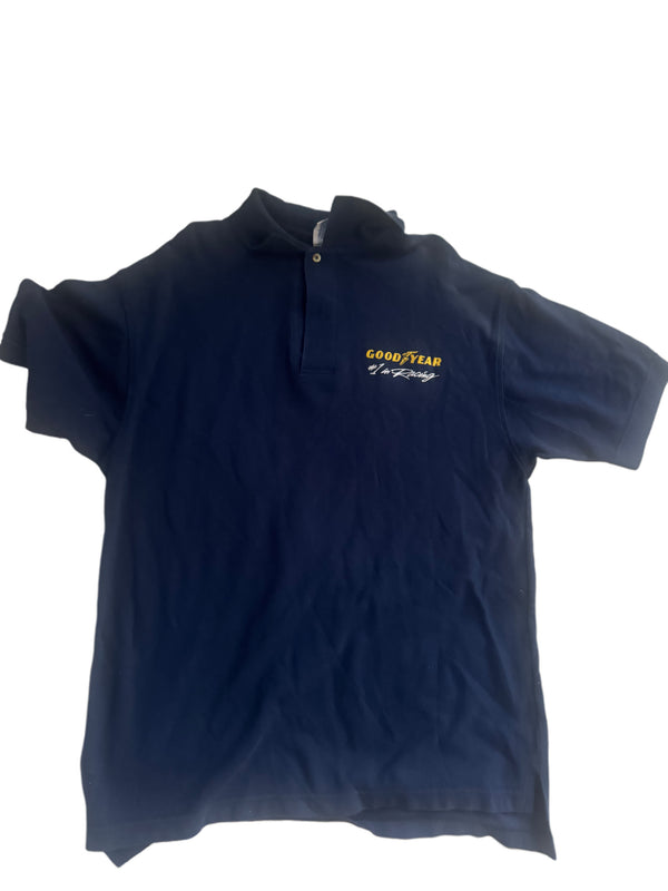 VINTAGE SWINGSTER NAVY BLUE GOODYEAR #1 IN RACING POLO