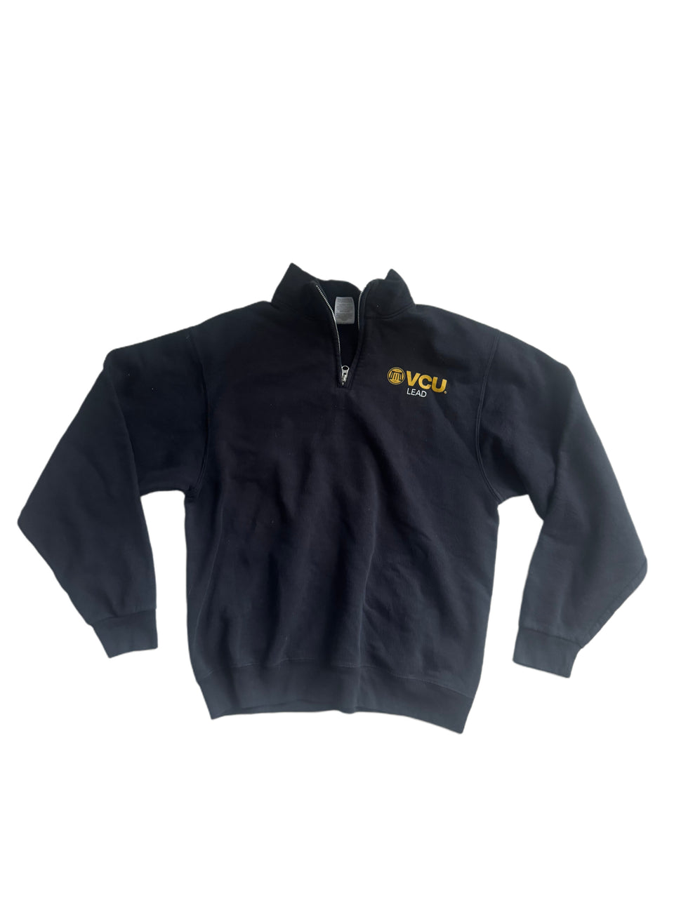 JERZEES BLACK VCU RAMS LEADER QUARTER ZIP CREWNECK