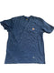 VINTAGE CARHARTT BLUE COTTON POCKET SHIRT WITH PAINT SPLATTERS