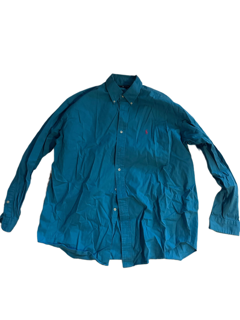 POLO RALPH LAUREN SOLID TEAL BLUE BUTTON UP SHIRT