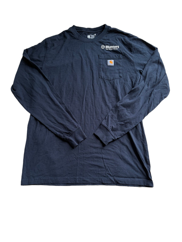 NAVY CARHARTT LONG SLEEVE POCKET MUNTERS SHIRT