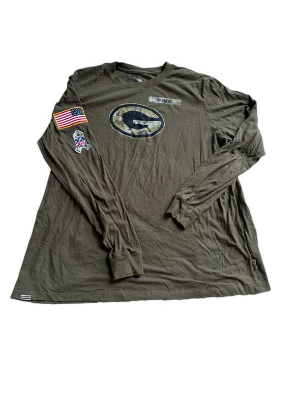 NIKE GREEN BAY PACKERS OLIVE SALUTE TO SERVICE LONG SLEEVE SHIRT