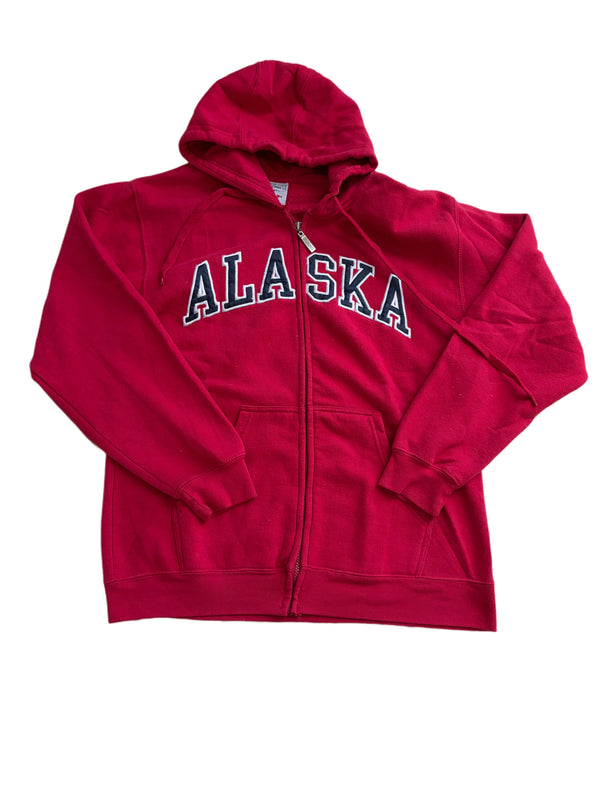 VINTAGE STYLE RED FULL ZIP ALASKA ARCHED SWEATSHIRT