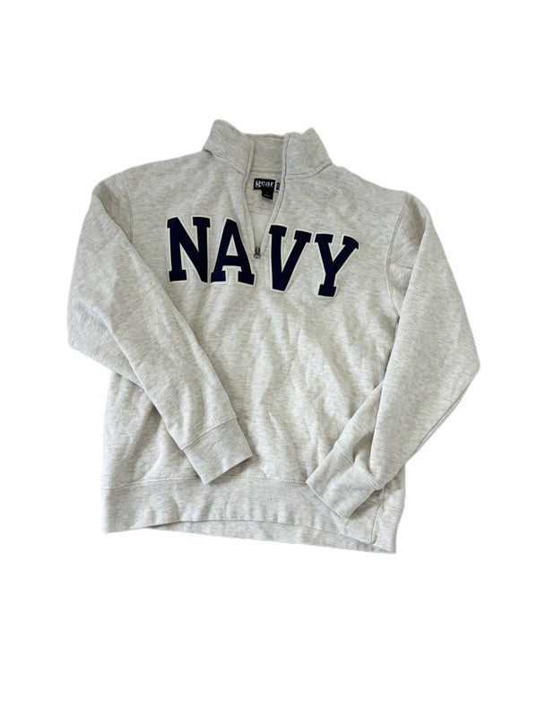 GEAR FOR SPORTS GREY NAVY QUARTER ZIP EMBROIDERED SWEATER
