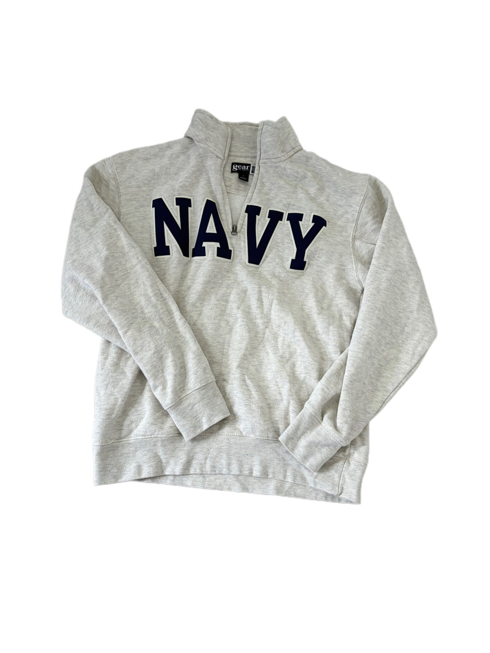 GEAR FOR SPORTS GREY NAVY QUARTER ZIP EMBROIDERED SWEATER