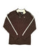 BEVERLY HILLS POLO CLUB RICH BROWN SPORTY WHITE STRIPES QUARTER ZIP SWEATER