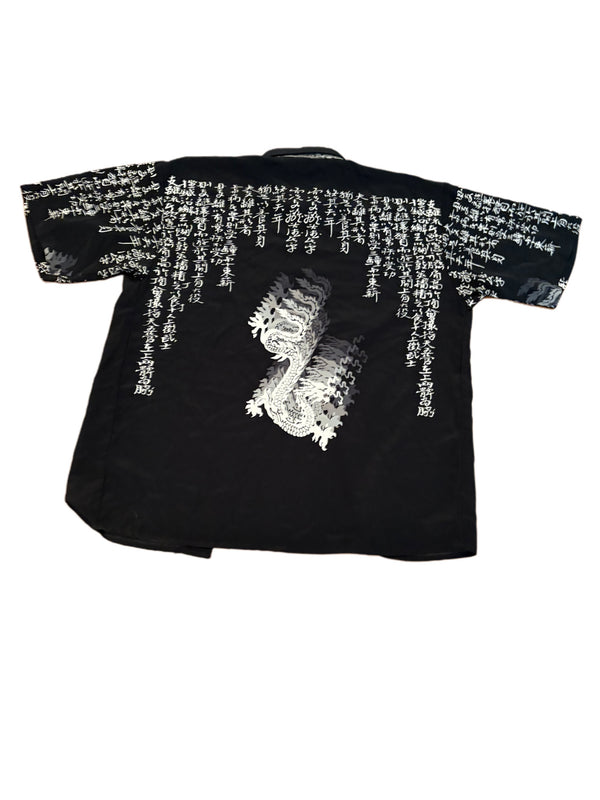 Y2K JAPANESE STYLE DRAGON AND CALLIGRAPHY PRINT BILLIONBAY BUTTON UP SHIRT