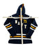 NAVY LACE UP COLLAR EMBROIDERED LOGO HOODIE