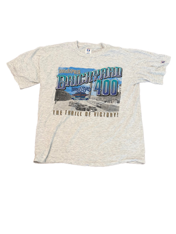 VINTAGE 1995 GRAY BRICKYARD 400 RACE INDIANAPOLIS MOTOR SPEEDWAY GRAPHIC SHIRT