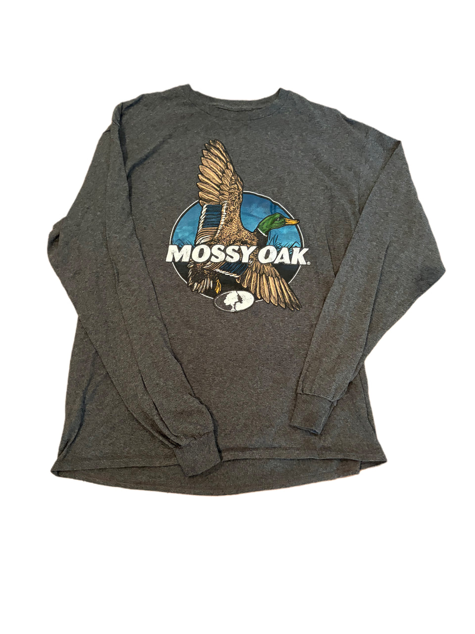 MOSSY OAK GRAY LONG SLEEVE MALLARD DUCK GRAPHIC SHIRT