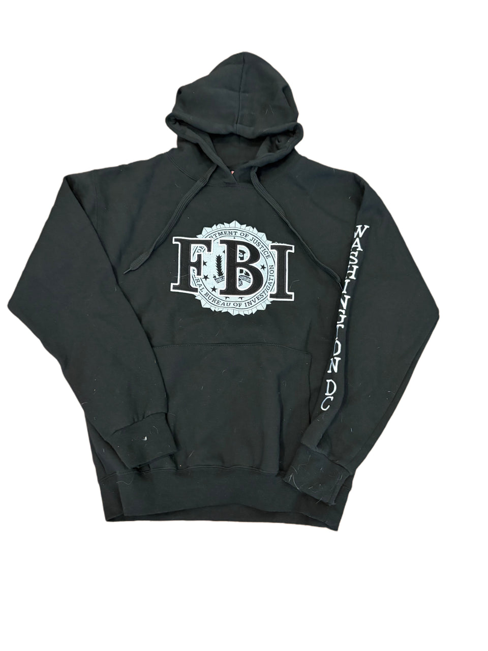 FBI WASHINGTON DC EMBROIDERED BLACK HOODIE