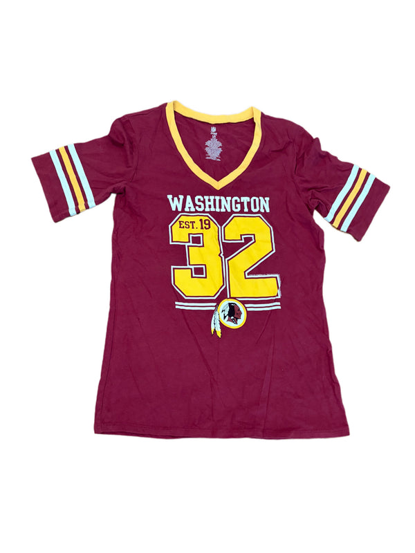 WOMEN'S WASHINGTON REDSKINS FOOTBALL KNIT TEAM INSIGNIA V NECK SHIRT