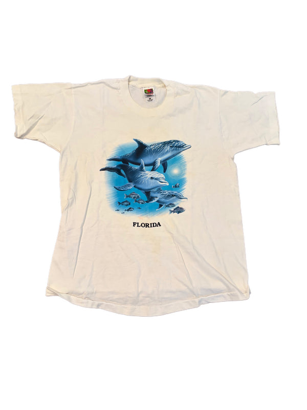 VINTAGE VIBRANT BLUE DOLPHIN FLORIDA GRAPHIC SHIRT