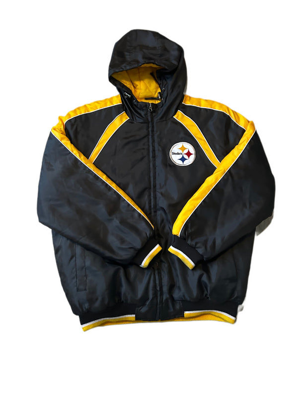 PITTSBURGH STEELERS LOGO BLACK FULL ZIP EMBROIDERED