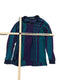 NAVY AND GREEN STRIPED LONG SLEEVE POLO
