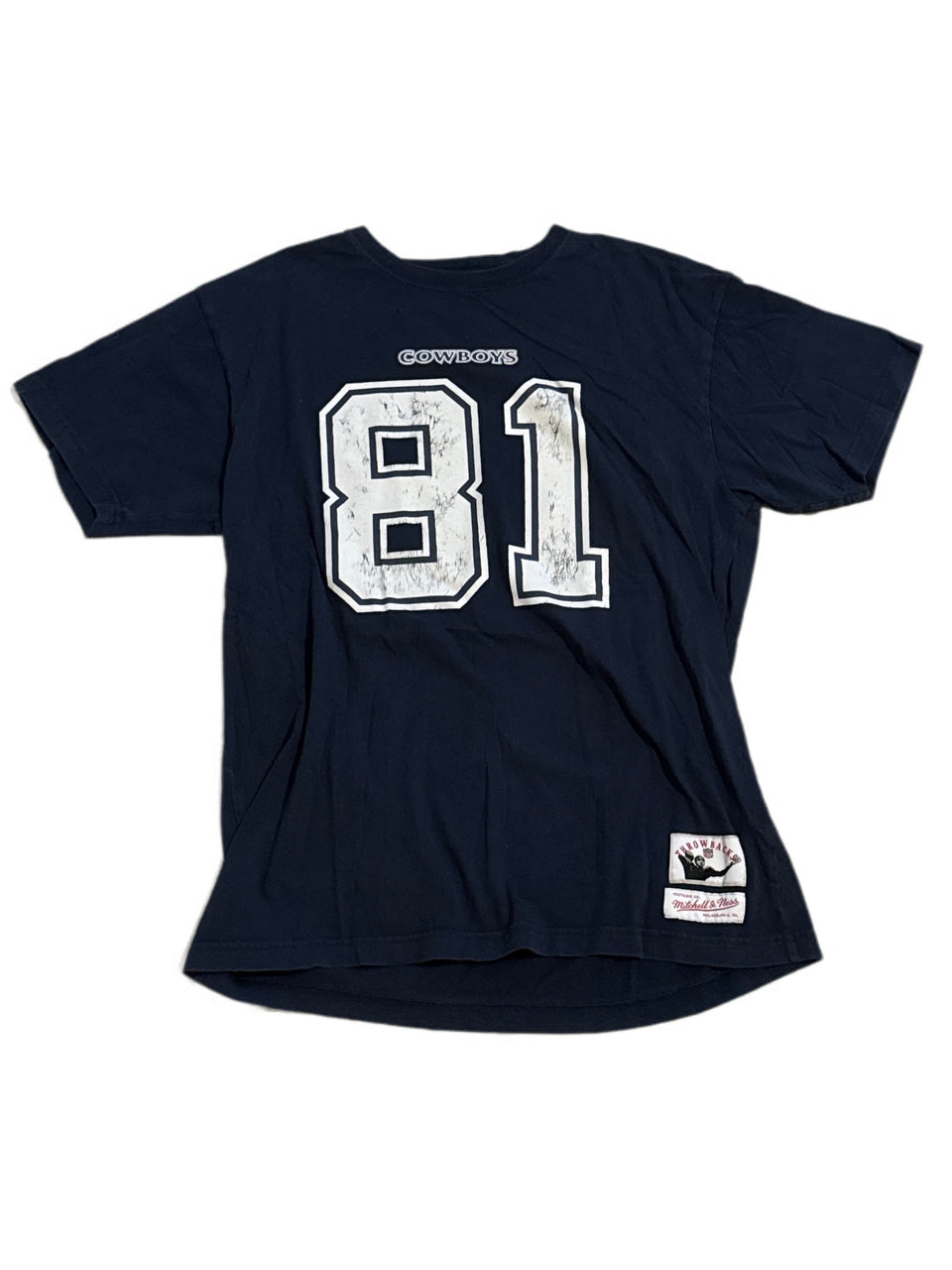 DALLAS COWBOYS TERRELL OWENS MITCHELL AND NESS NAVY RETIRED PLAYER NAME AND NUMBER TEE