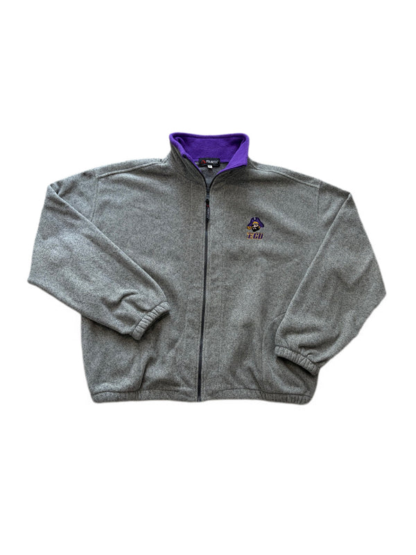 ANTIGUA GRAY ECU PIRATES DAILY FUSED FULL ZIP FLEECE
