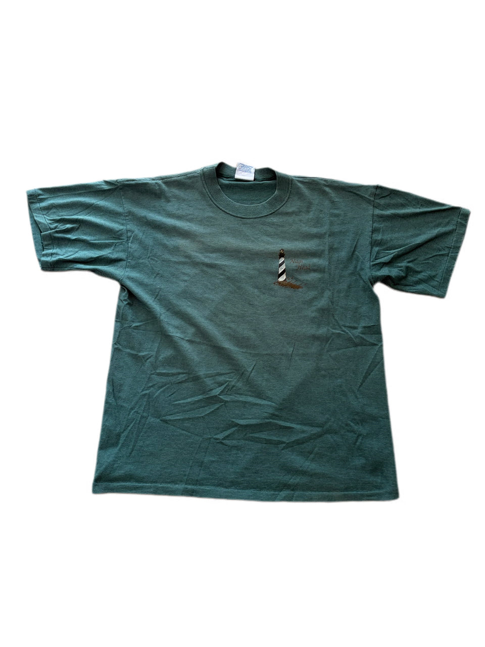 VINTAGE NAGS HEAD LIGHTHOUSE GREEN GRAY STRIPED GRAPHIC TEE