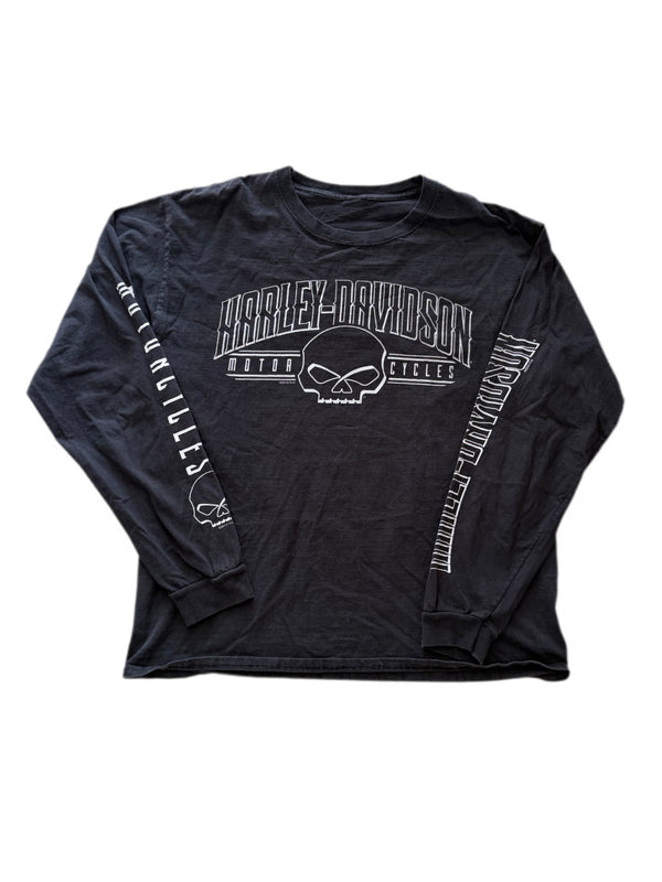 Y2K HARLEY DAVIDSON SKULL PRINT LONG SLEEVE SHIRT