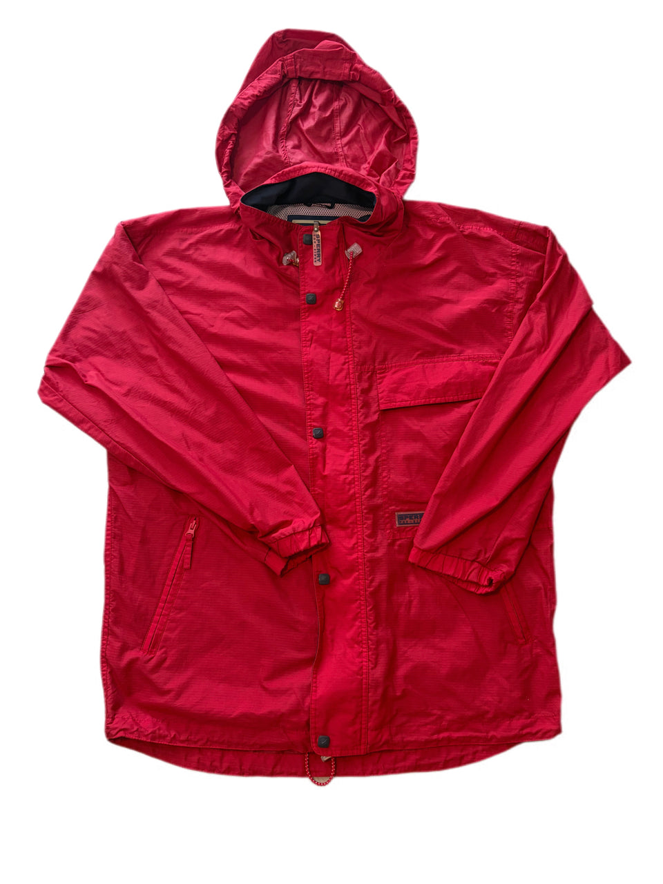 VINTAGE SPERRY TOP SIDER FULL ZIP SNAP BUTTON RED RAIN COAT