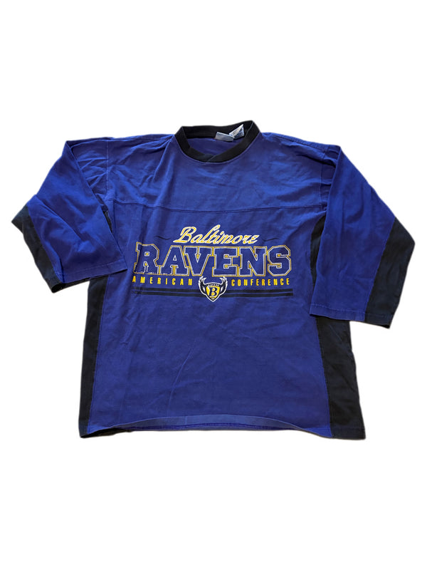 VINTAGE 1998 THE EDGE PURPLE BALTIMORE RAVENS AMERICAN CONFERENCE SHIRT