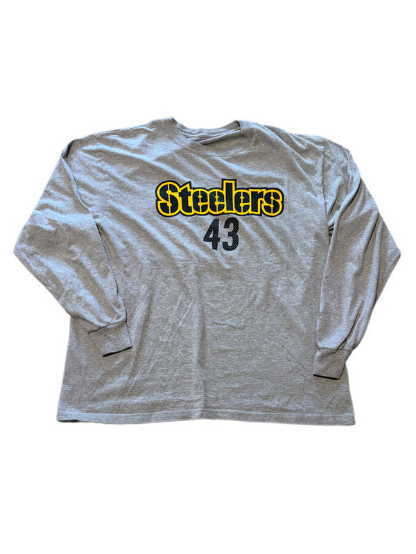 REEBOK PITTSBURGH STEELERS TROY POLAMALU #43 LONG SLEEVE SHIRT