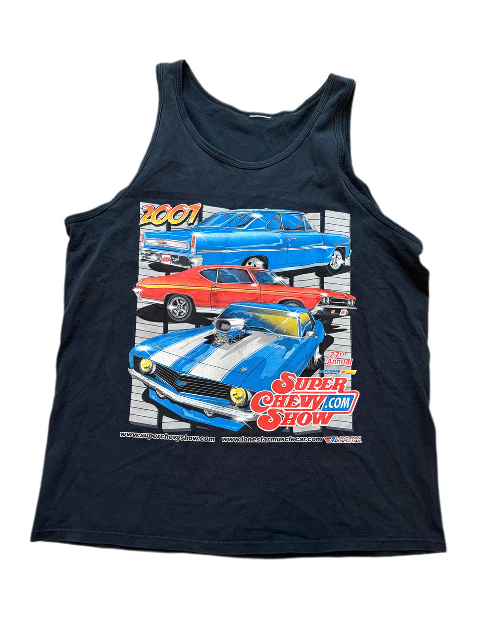 RETRO 2007 SUPER CHEVY SHOW BLACK GRAPHIC TANK TOP