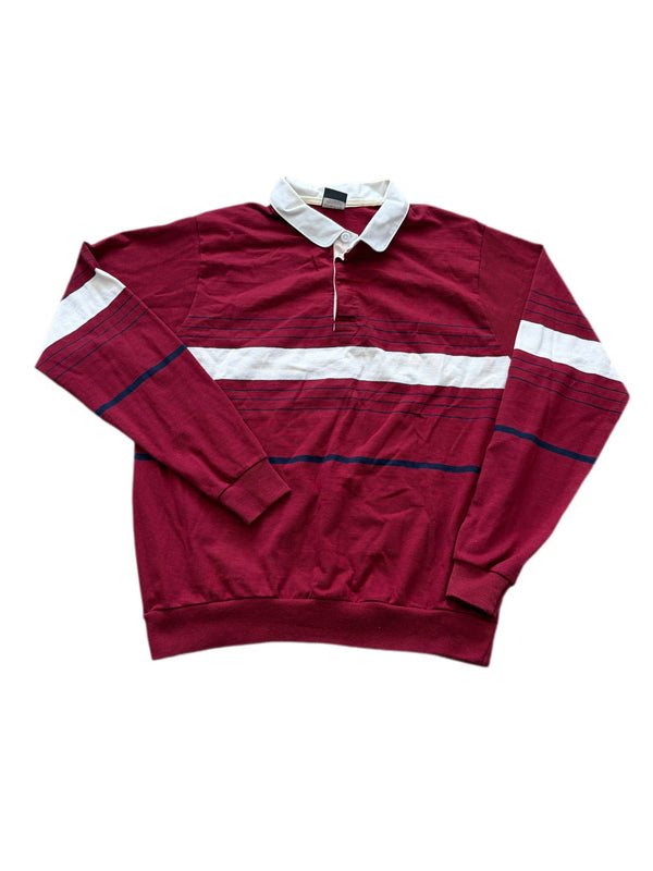 VINTAGE LE TIGRE RED BLUE STRIPED RUGBY SHIRT
